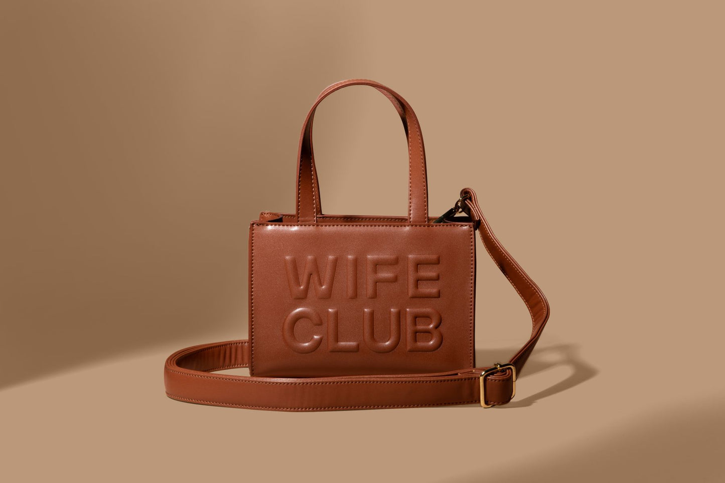 Wife Club Mini Vegan Leather Tote Bag - Honey Brown